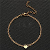 Summer Beach 201 Stainless Steel Cable Chain Heart Link Double Layer Anklets for Women FS-WG8E132-06-2