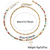 Stainless Steel Religion Cross Pendant Colorful Natural Mixed Gemstone Heishi Beaded Double Layer Necklaces for Women OM0198-1-6
