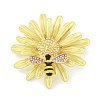 Alloy Crystal Rhinestone Flower with Bees Brooch JEWB-U006-12LG-1