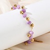 304 Stainless Steel Rondelle Natural Amethyst Beaded Bracelets BJEW-C151-04B-1