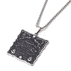 Square with Word 304 Stainless Steel Pendant Necklaces NJEW-K253-26P-3