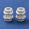 Rack Plating Brass Pave Clear Cubic Zirconia European Beads KK-M285-28S-2