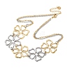 304 Stainless Steel Two Tone Flower Bib Necklaces for Women NJEW-F361-01GP-2