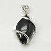 Natural Dyed & Heated Black Agate Pendants G-G073-3-1