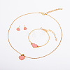 Heart Alloy Enamel Link Bracelets & Stud Earrings & Pendant Necklaces for Women FS-WG7E308-04-2