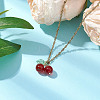 Natural Carnelian(Dyed & Heated) Cherry Pendant Necklaces NJEW-JN05101-1