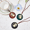 FIBLOOM 3Pcs 3 Colors Alloy Flat Round with Bird Pendant Necklaces Set with Faux Suede Cords NJEW-FI0001-30-5