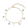 Glass Evil Eye Charm Bracelets BJEW-JB06061-1
