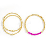 3 Pcs Birthstone Glass Imitation Quartz Brass Bead Bracelet KF1017-10-1