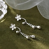 999 Sterling Silver Flower Tassel Ear Plug Gauges EJEW-P296-10S-4