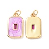 Rectangle Brass Micro Pave Cubic Zirconia Pendants KK-G435-05G-2