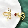 316 Stainless Steel with Natural Mixed Gemstone Cuff Rings RJEW-Z098-01G-07-3
