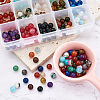 225Pcs 15 Style Natural Agate Round Beads G-TA0001-36-4