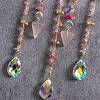 Double Moon Natural Rose Quartz Chips Beads Suncatchers HJEW-F027-02-4