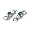 Brass Clear & Green Cubic Zirconia Connector Charms KK-N216-356P-3
