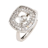 Brass Micro Pave Cubic Zirconia Adjustable Ring Components KK-CBAC351-03P-2