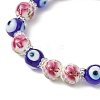 Handmade Flower Printed Porcelain Ceramic & Handmade Lampwork Evil Eye Beads Stretch Bracelets for Women BJEW-JB12105-02-3