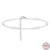 Natural Freshwater Pearl Beaded Link Anklet with Rhodium Plated 925 Sterling Silver Cable Chain for Women AJEW-F162-015P-1