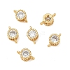 SHEGRACE Brass Pave Clear Cubic Zirconia Flat Round Connector Charms XGRQ3D618-499G-2