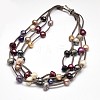 Luxurious Women's Pearl Multi-strand Necklaces NJEW-L345-N10-1