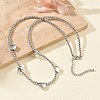 Brass Round Heart Beaded Necklaces NJEW-Z120-01P-2