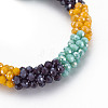 Crochet Glass Beads Braided Stretch Bracelet BJEW-T016-08J-2