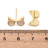 Cat Ear Glasses Brass Micro Pave Clear Cubic Zirconia Stud Earrings KK-D363-17G-3