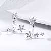 Rhodium Plated 925 Sterling Silver Ear Studs HJEW-FF0012-22-2
