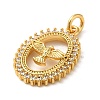 Oval with Eagle Rack Plating Brass Micro Pave Clear Cubic Zirconia Pendants KK-K377-21G-2