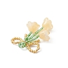 Glass Seed Beaded Bowknot with Flower Pendants PALLOY-MZ01129-03-4
