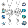8Pcs 8 Styles Alloy Rhinestone Snap Buttons FIND-NB0006-36-1