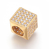 Brass Micro Pave Cubic Zirconia European Beads KK-O106-32G-1