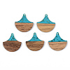 Transparent Resin & Walnut Wood Pendants RESI-S389-046B-B03-1