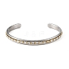 6MM 201 Stainless Steel and Brass Pave Rectangle Clear Cubic Zirconia Cuff Bangles BJEW-JB14370-4