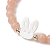 Cute Rabbit Shell & Natural Mixed Gemstone Beaded Stretch Bracelets for Women BJEW-JB11040-4