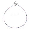 Luster Glass Seed Beaded Necklace with Alloy Clasps NJEW-JN04366-2