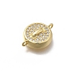 Brass Micro Pave Cubic Zirconia Flat Round Links Connector Charms KK-D431-081G-01-2