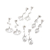 304 Stainless Steel Flower Long Dangle Stud Earrings for Women EJEW-JE05006-1