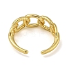 Curb Chain Shape Brass Open Cuff Rings for Women RJEW-Z050-09G-3