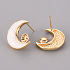 Brass Enamel Stud Earrings Findings KK-T062-115G-B-NF-2