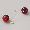 Red Resin Cherry Dangle Stud Earrings LS-EJEW-SZC0003-01G-2