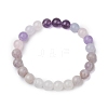 8mm Round Natural Amethyst & Quartz Crystal & Aquamarine & Rose Quartz Beaded Stretch Bracelets BJEW-TA00514-04-1