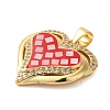 Heart Brass Micro Pave Cubic Zirconia Pendants KK-K385-045G-3