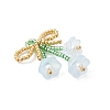 Glass Seed Beaded Bowknot with Flower Pendants PALLOY-MZ01129-04-3