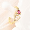 Brass Micro Pave Cubic Zirconia Cuff Open Rings for Women RJEW-C153-04G-02-3