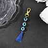 Resin Evil Eye Round Bead & Polyester Tassel Pendant Decorations HJEW-JM04164-03-1
