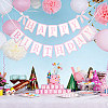 Word Happy Birthday Paper Card & Satin Bowknot Hanging Banners FEPA-WH0008-002-4