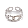 Non-Tarnish 304 Stainless Steel Hollow Arch Open Cuff Rings for Women RJEW-G285-57P-2