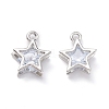 Alloy Clear Cubic Zirconia Charms ZIRC-A022-01P-1