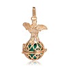 Golden Plated Brass Hollow Round Cage Pendants KK-J251-09G-2